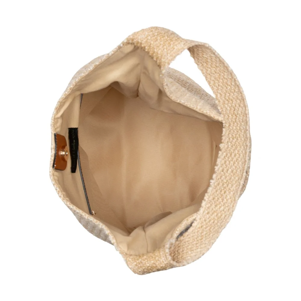 House of Harlow 1960 Natural Straw Hobo with Tan Leather Patch